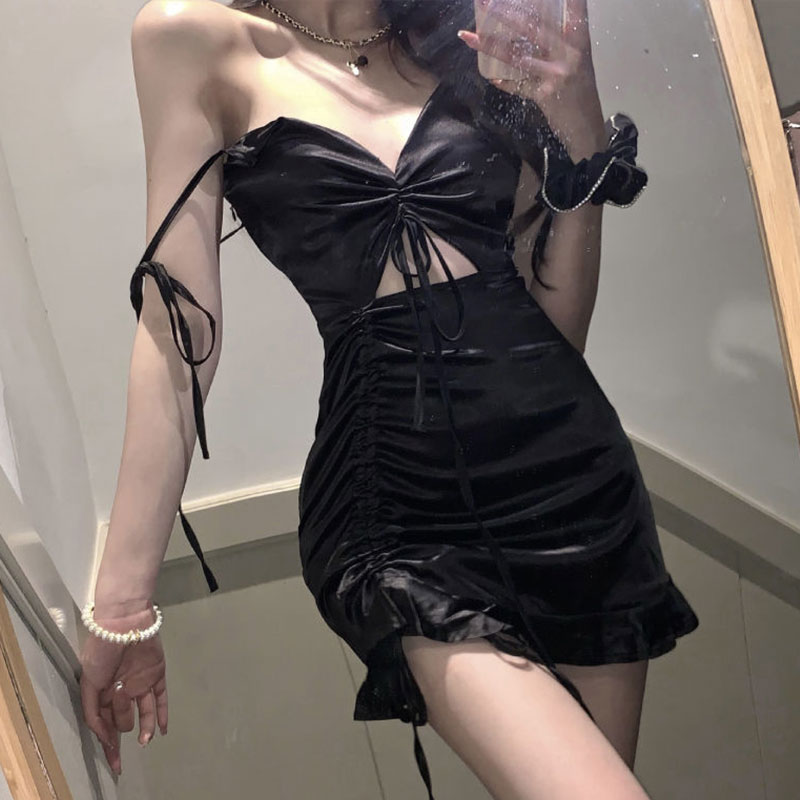 Formal Wear For Women Xl - Sexy Zwarte Satijnen Jurk Bodycon Party