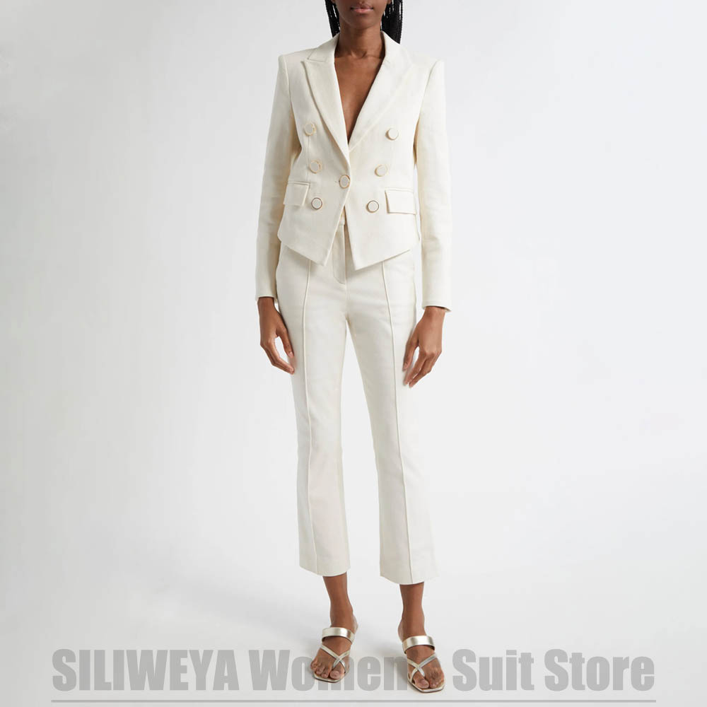 Women Formal Wear For Meeting - Damespak 2-delig Mode Double Breasted Effen
