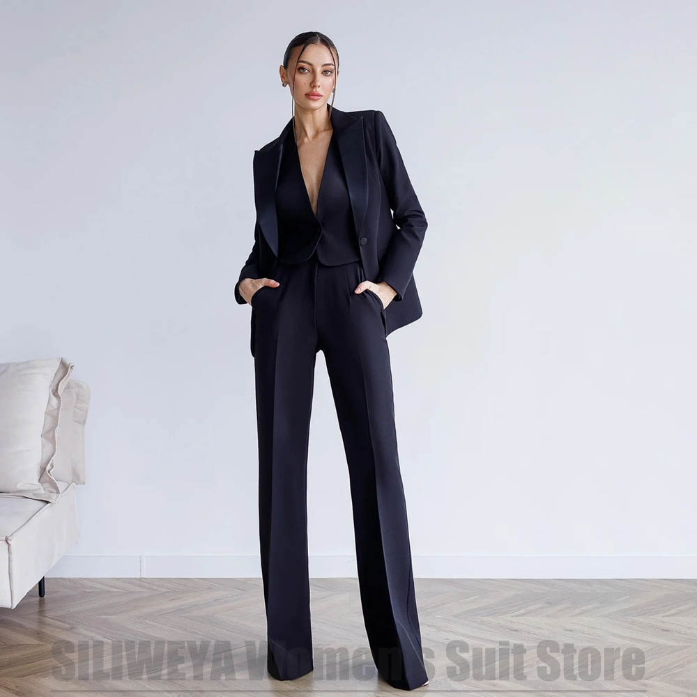Women Formal Wear For Meeting - Dames 3-delig pak, blazervest en broek