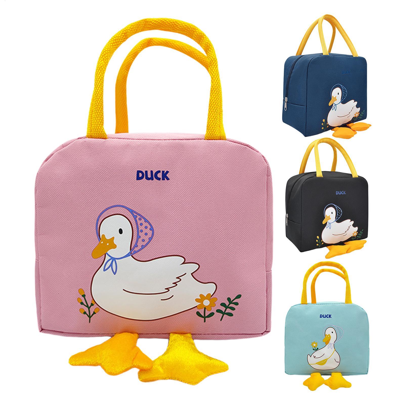Structured Handbag Work - Lunchtas met schattig eendontwerp, herbruikbare geïsoleerde
