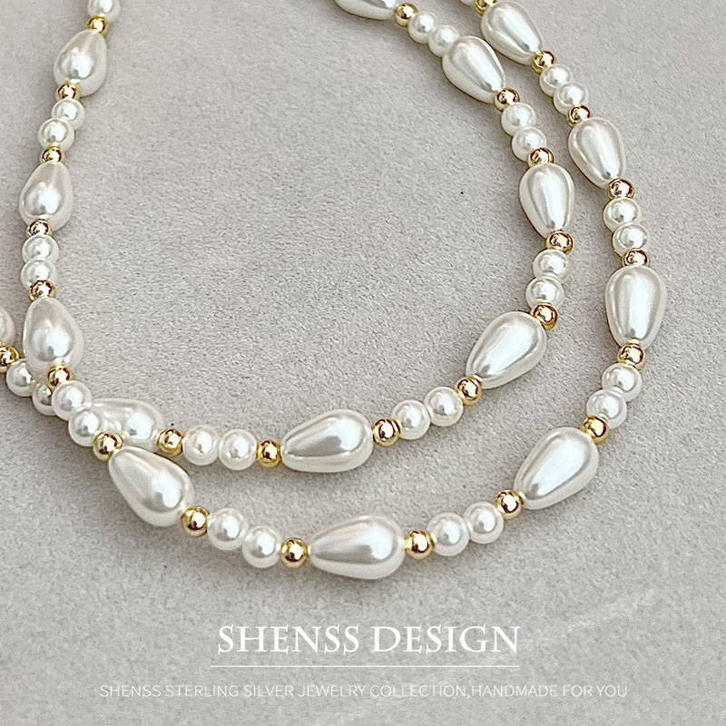 Pearl Necklace Set - Elegante imitatieparel waterdruppel ketting verkoperde 14k
