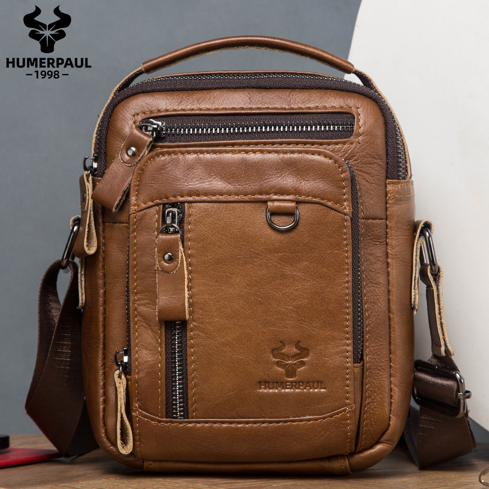 Structured Handbag Work - Humerpaul 100% Echt Lederen Heren Schouder