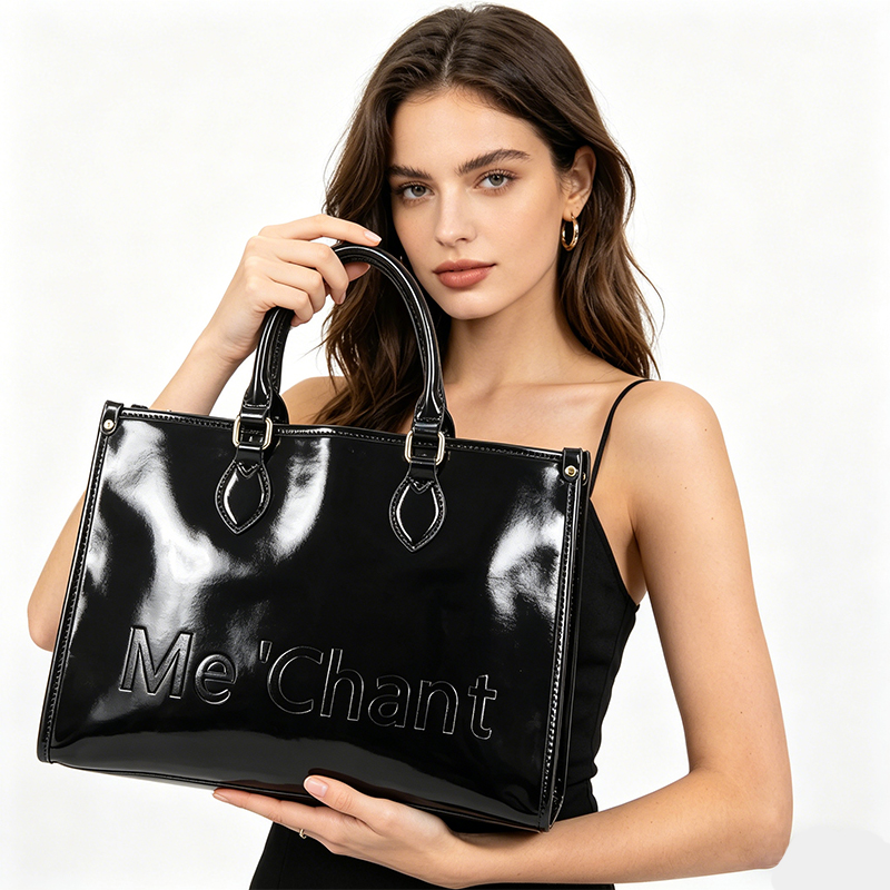 Dames zwarte glanzende laklere - Structured Handbag Work recensie en prijs