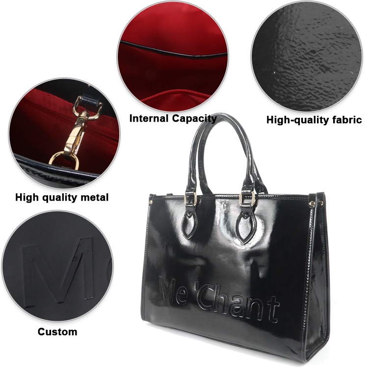 Dames zwarte glanzende laklere - Structured Handbag Work recensie en prijs