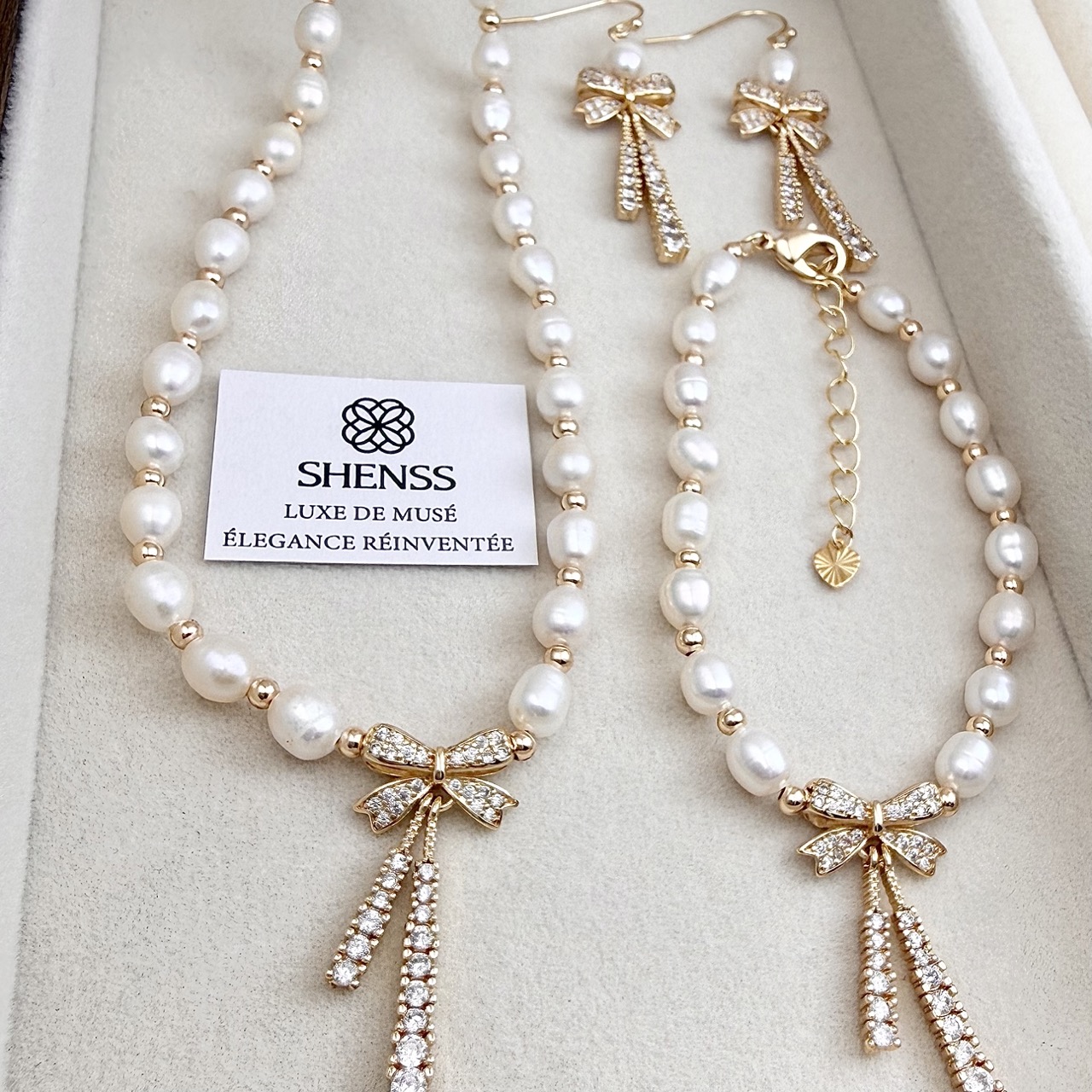 Natuurlijke rijstvormige parel - Pearl Necklace Set recensie en prijs