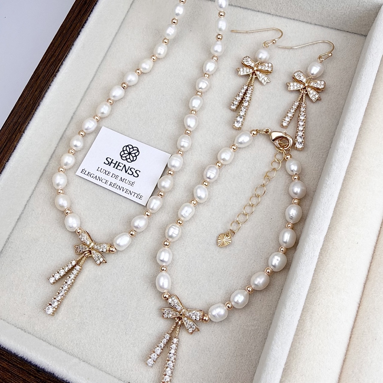 Natuurlijke rijstvormige parel - Pearl Necklace Set recensie en prijs