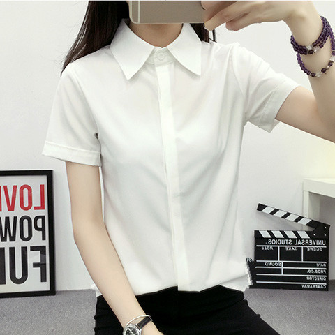 Wit los shirt met korte mouwen - Women Formal Wear Korean recensie en prijs