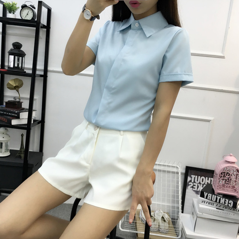 Wit los shirt met korte mouwen - Women Formal Wear Korean recensie en prijs