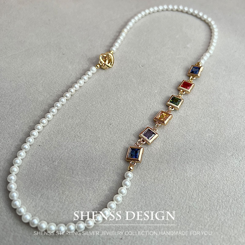 Imitatieparel vierkante zirkoo - Pearl Necklace Set recensie en prijs