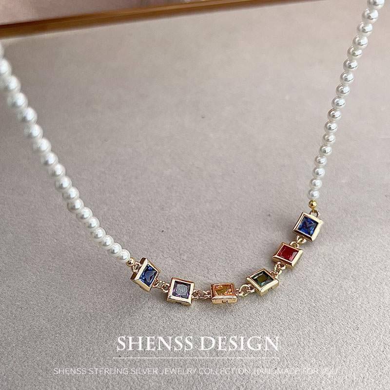 Imitatieparel vierkante zirkoo - Pearl Necklace Set recensie en prijs