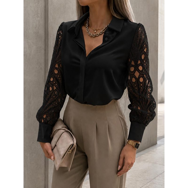 Dames satijnen blouse met knoo - Women Formal Wear For Meeting recensie en prijs